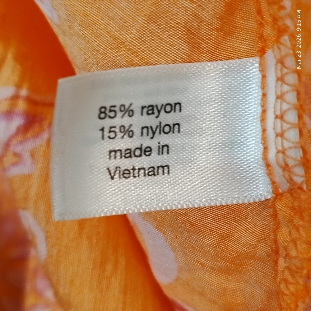 Lane Bryant Women's ORANGE Floral Dress Size 22/24 With Pockets Tie Neck BOHO - Picture 6 of 8